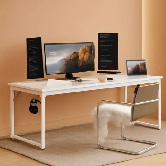 71 Inch White Computer Desk With USB Ports For Home Office from PriceLows™