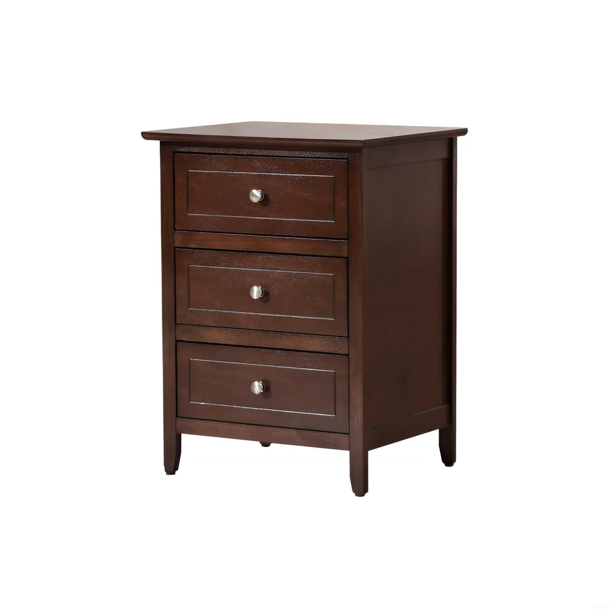Nightstand | 3 Drawer | Real Wood Veneer | Nickel Hardware