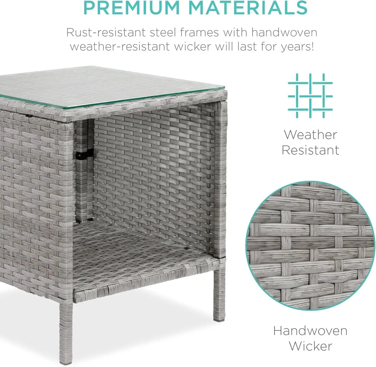 3 Piece Outdoor Wicker Bistro Set With Side Table from PriceLows™