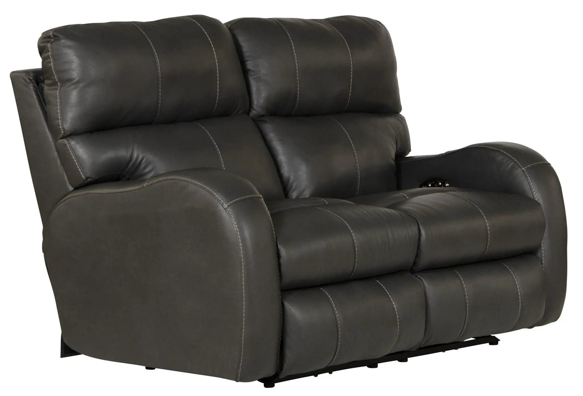 Power Reclining Loveseat | Lay Flat | Genuine Leather | 60 Inch