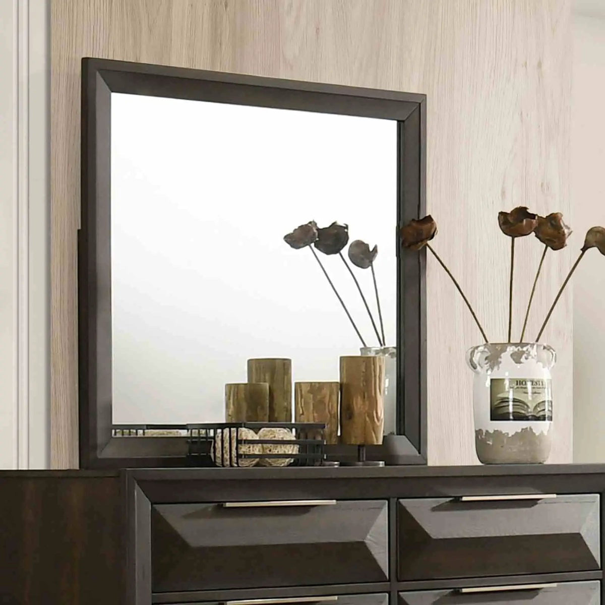 8 Drawer Dresser With Mirror | Espresso Finish | Beveled Bracket Feet | Transitional Style