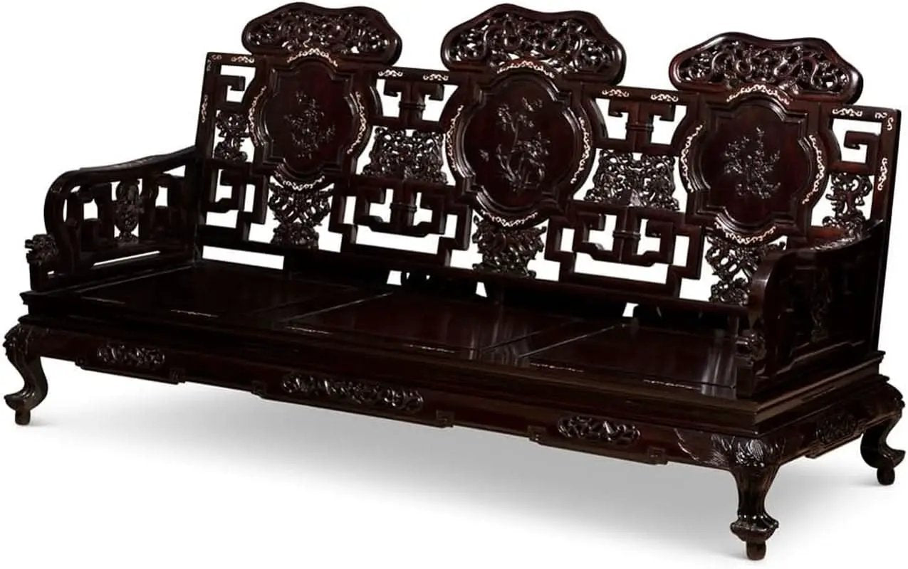 Dark Cherry Rosewood Mother Pearl Motif Living Room Set from PriceLows™