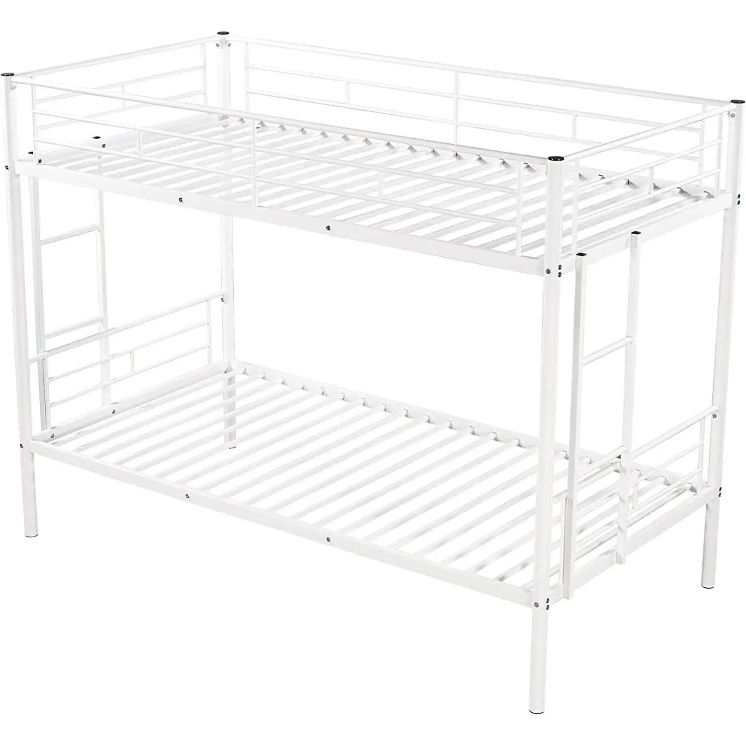 Twin Over Twin Metal Bunk Bed With 2 Ladders White from PriceLows™