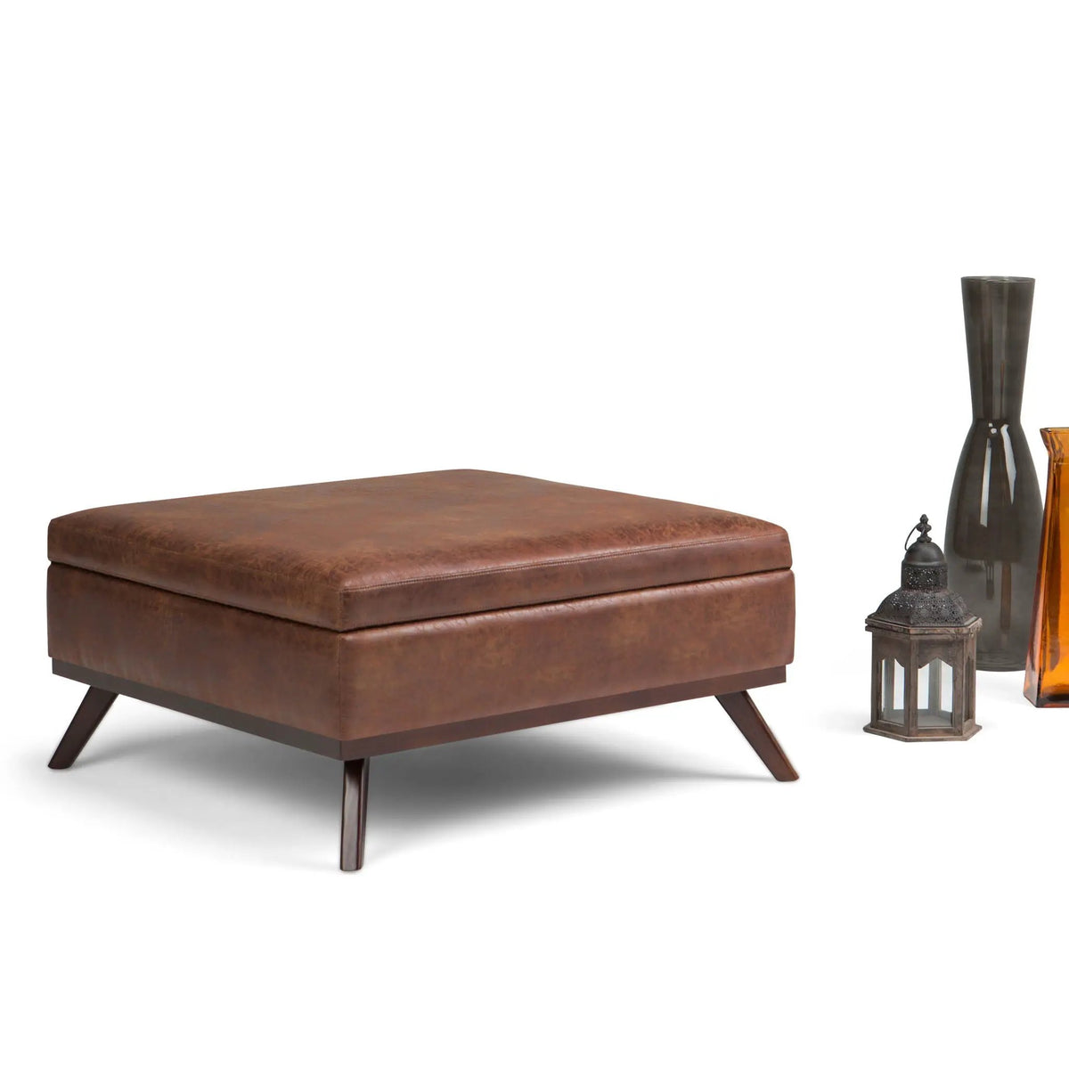 Owen Square Coffee Table Storage Ottoman | Hydraulic Lift-Up Lid | Multifunctional | 35.8 Inch Width