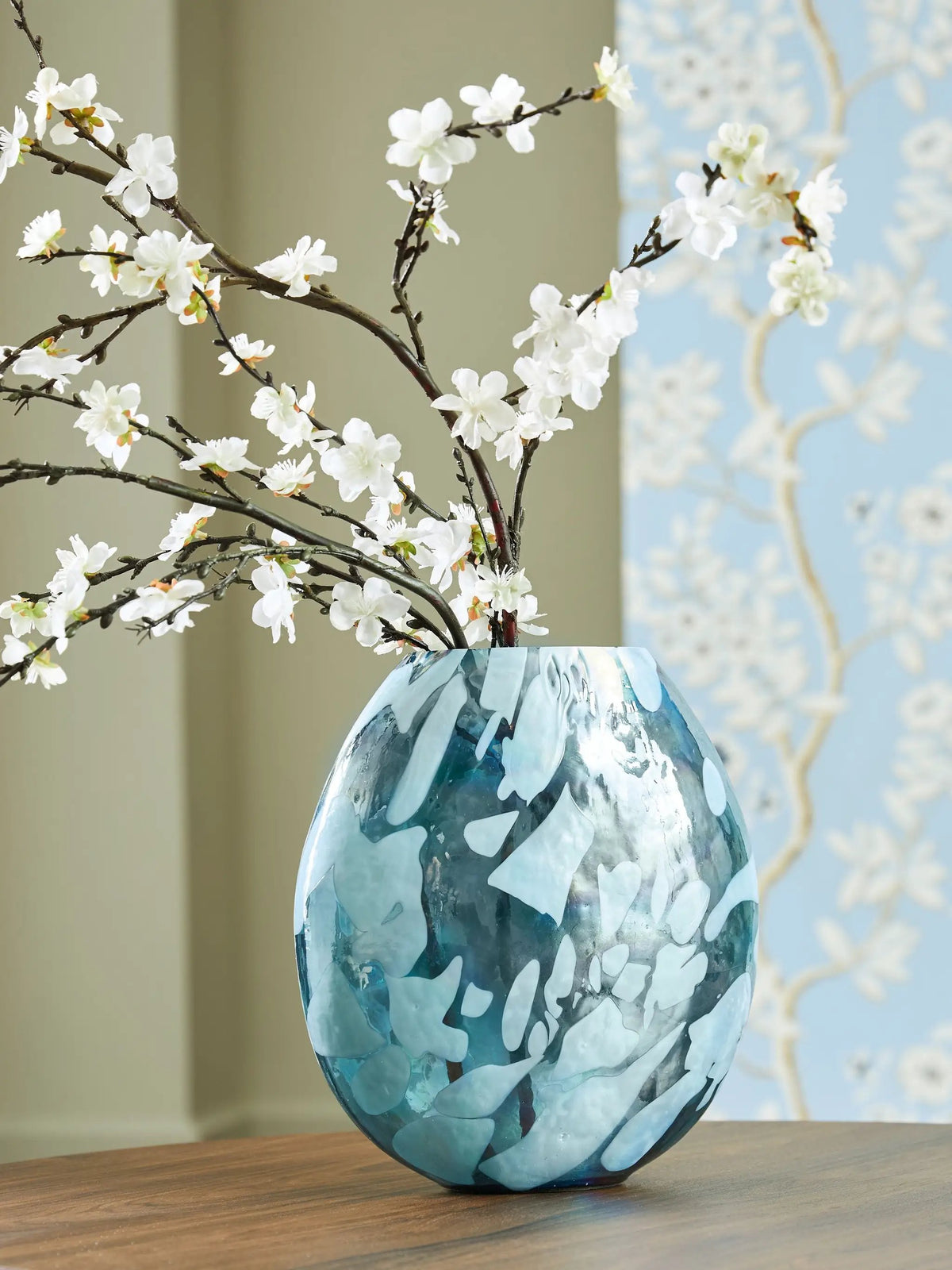 Cartshaw Vase | Iridescent Details | Teal Shades | 6.63 Inch Height