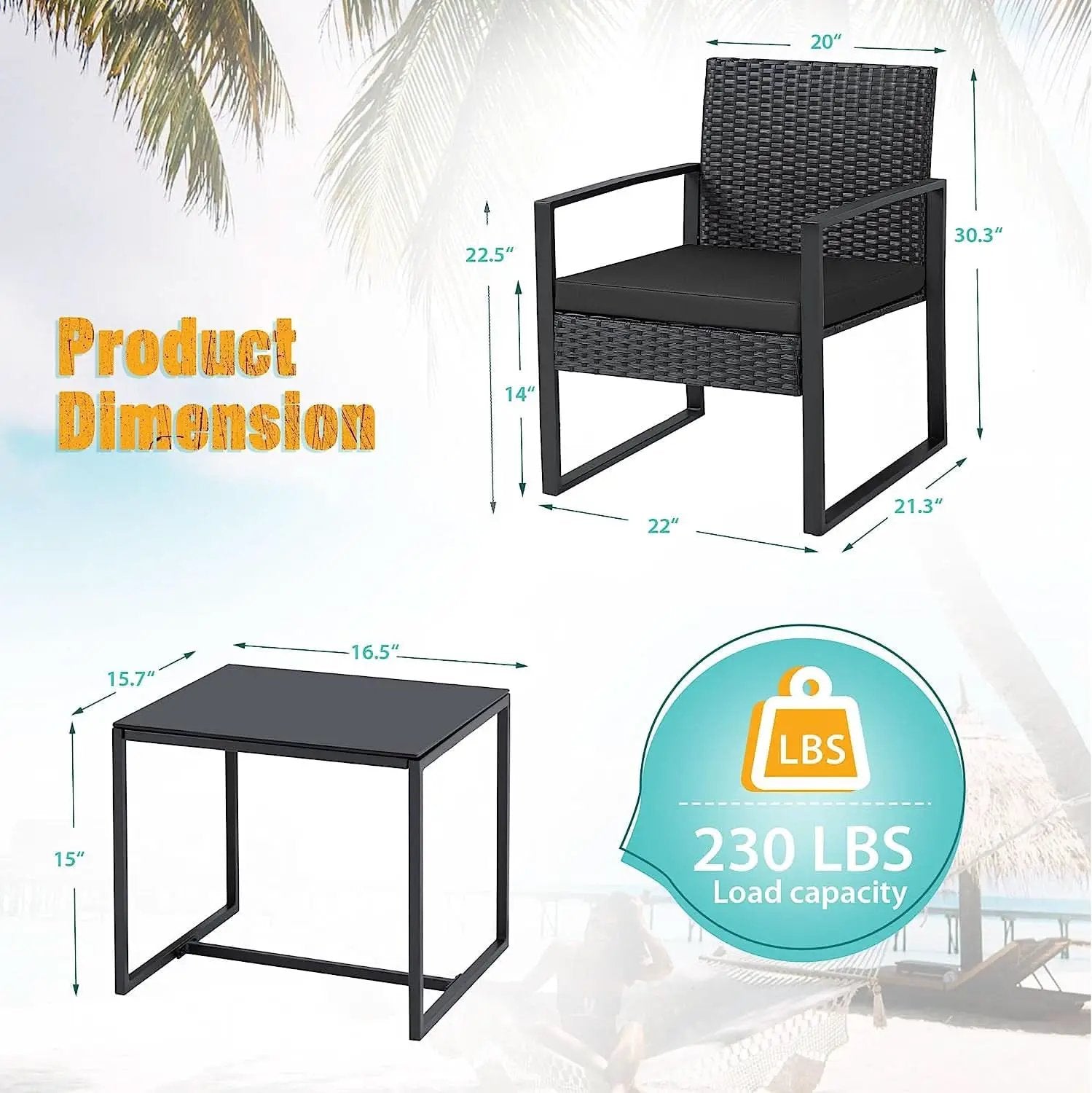 Black Cushioned Outdoor All Weather Patio Conversation Set from PriceLows™
