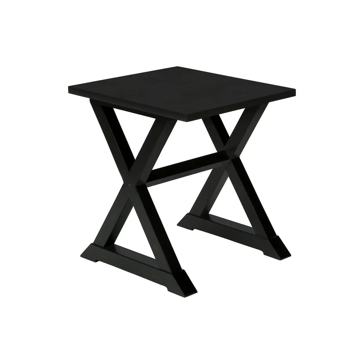 Compact Square Accent End Table | Transitional Style | Solid Wood Trestle Base | Veneer Top