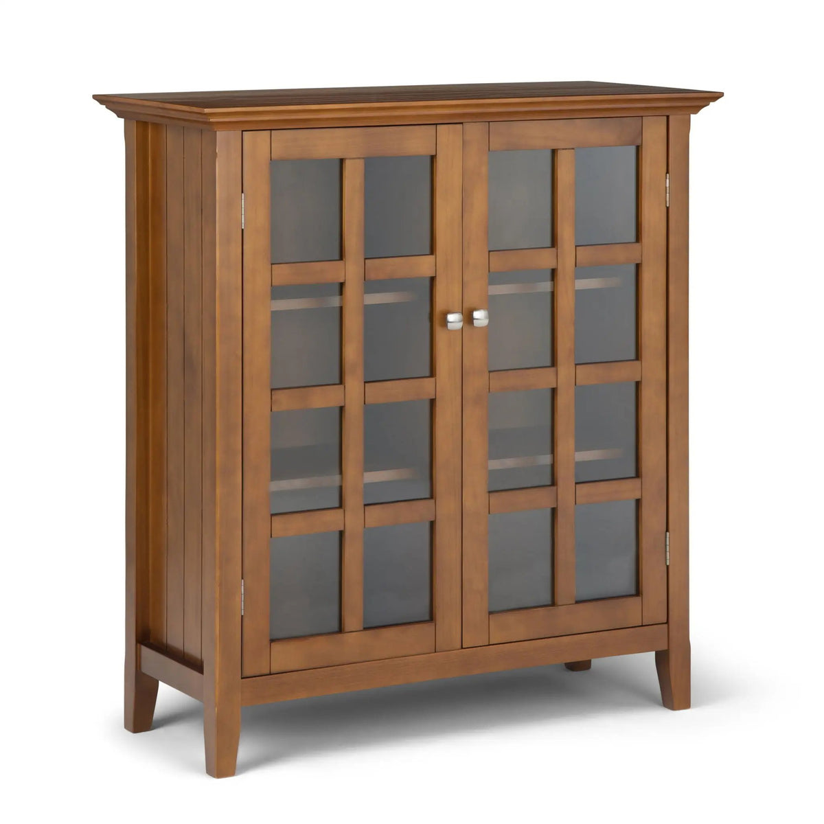 Acadian Storage Cabinet | Medium Handcrafted Solid Wood | Two Glass Doors | Two Adjustable Shelves