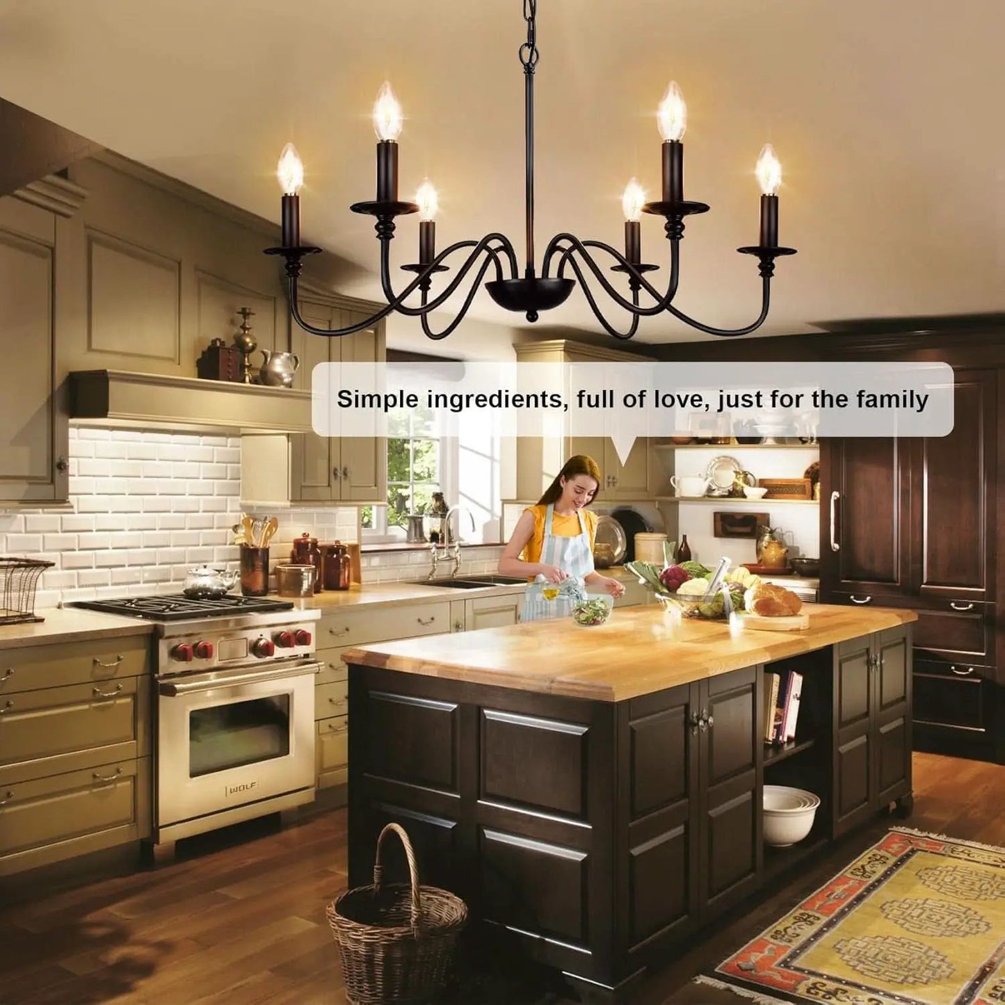 Six Light Black Industrial Farmhouse Chandelier Pendant from PriceLows™
