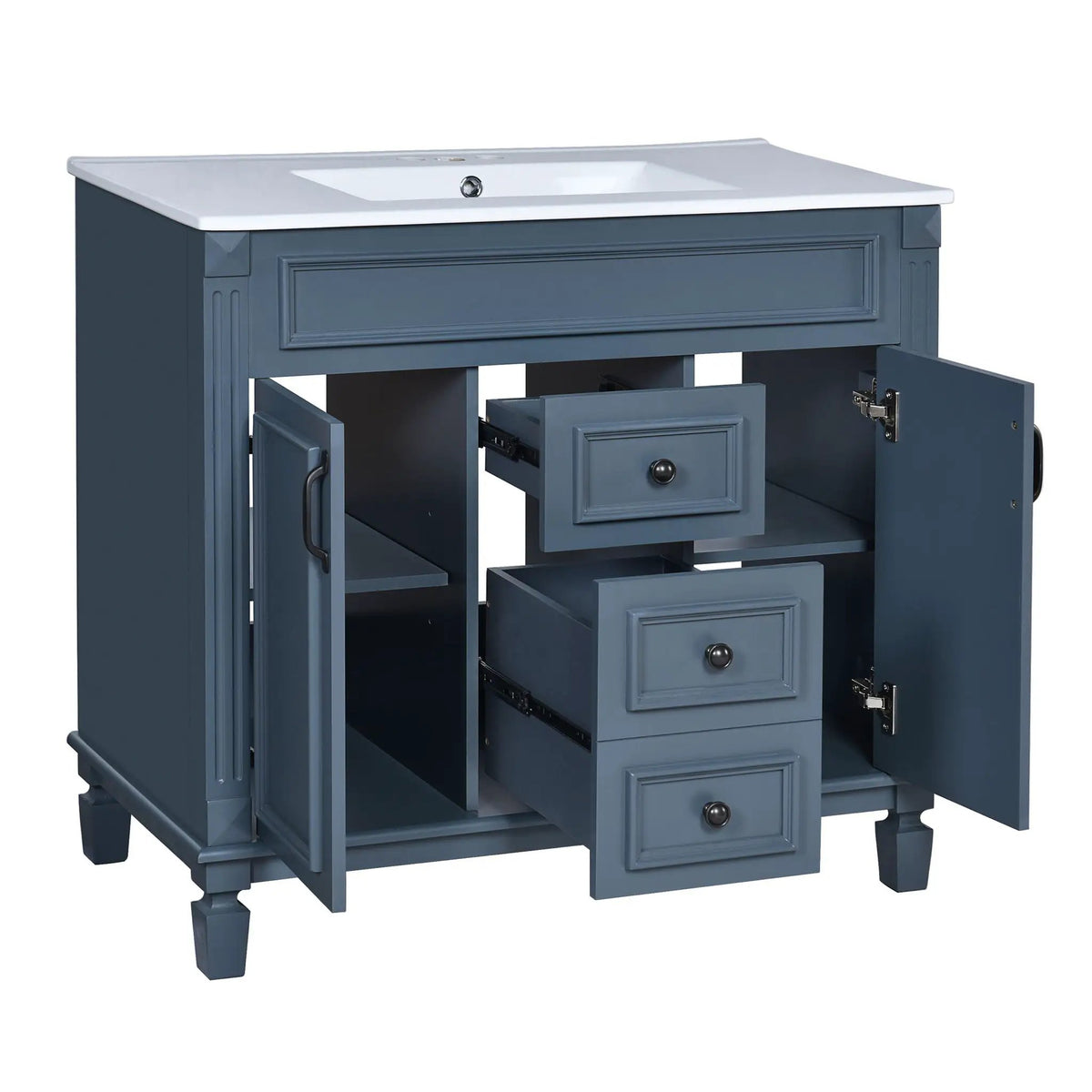 Bathroom Vanity With Top Sink | Mirror Cabinet Included | 2 Soft Closing Doors | 2 Drawers
