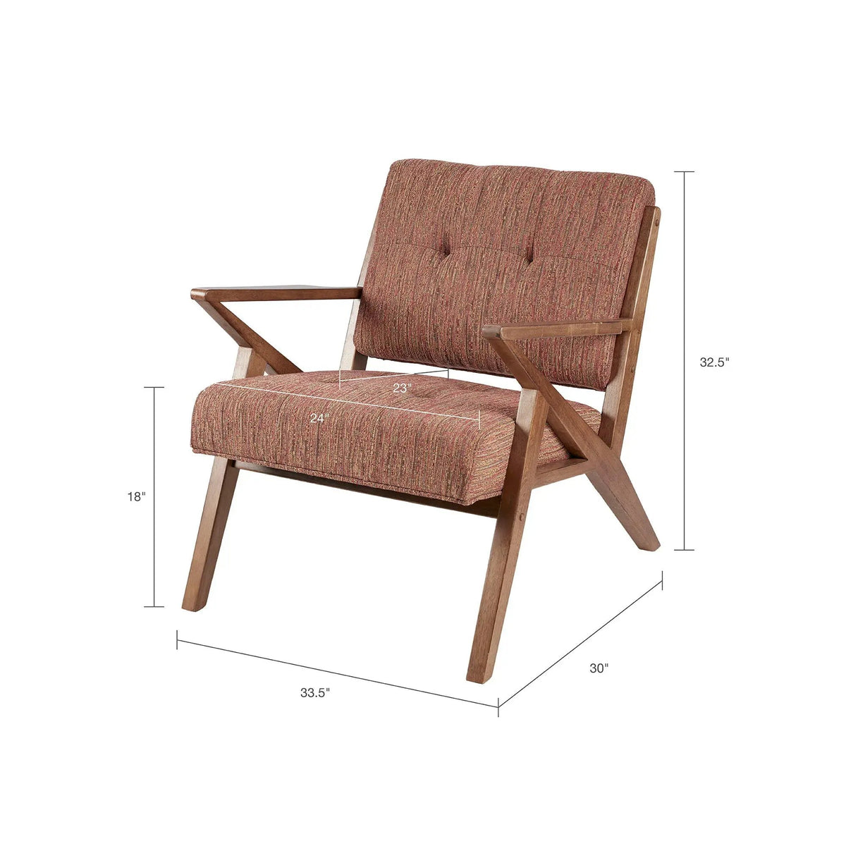 Mid-Century Lounge Chair | Tufted Upholstery | Solid Wood Frame | Tufted Back And Seat