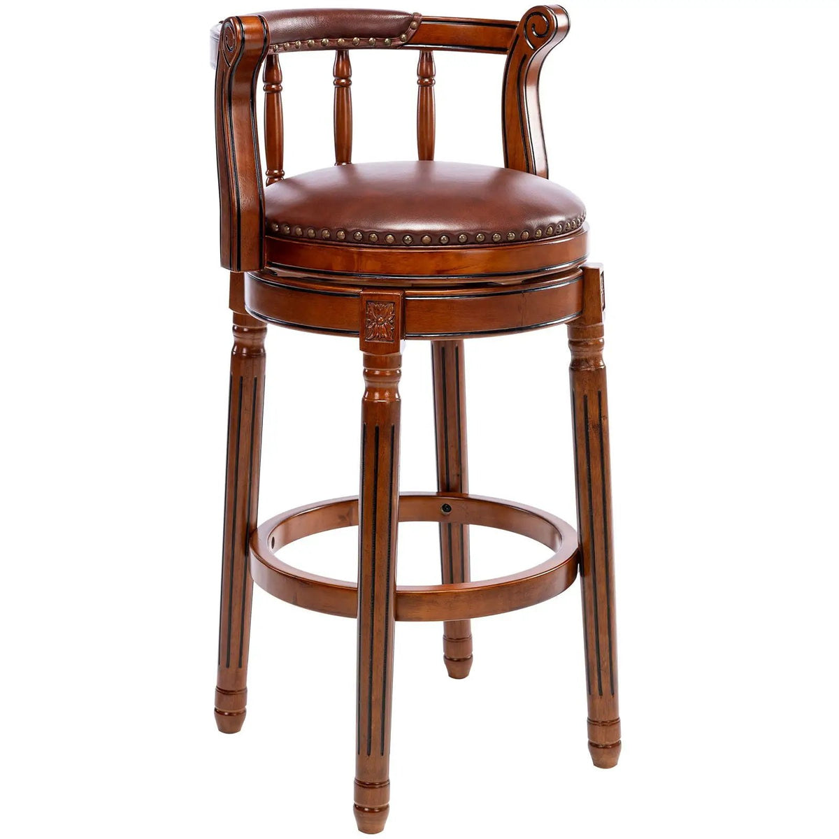 Swivel Bar Stool | Cow Top Upholstery | 360 Degree Swivel | Bar Height Chair With Back