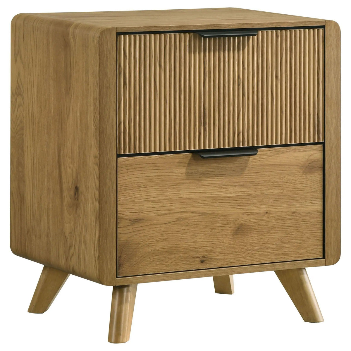 Bennett 2-drawer Bedroom Nightstand Bedside Table | 23.75 x 16.5 x 26.5 in | Rubberwood & Engineered Wood | Light Oak