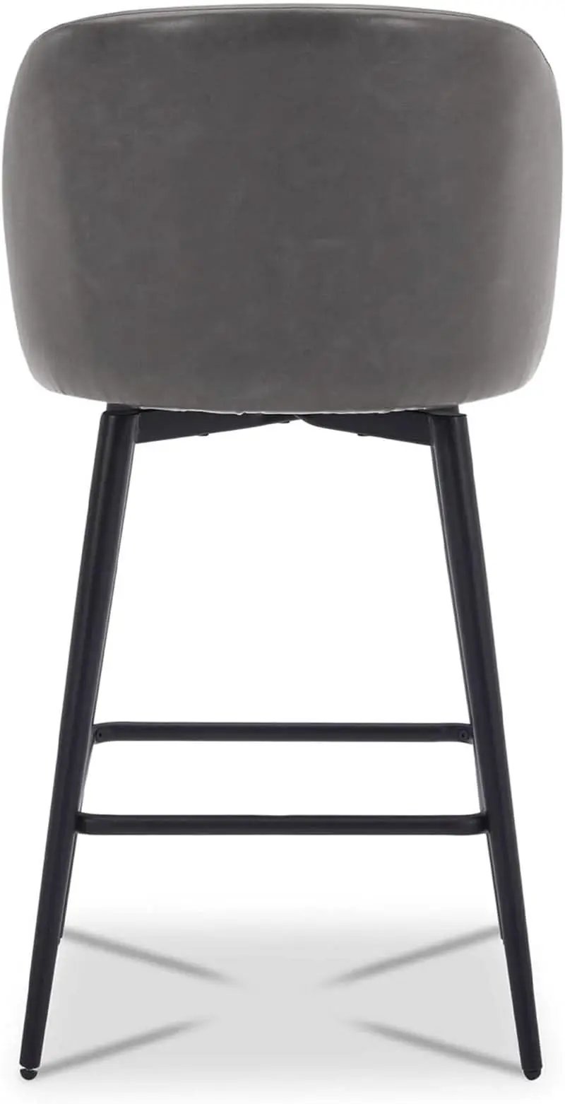 Counter Height Bar Stools Set of 3 26in Grey Faux Leather from PriceLows™