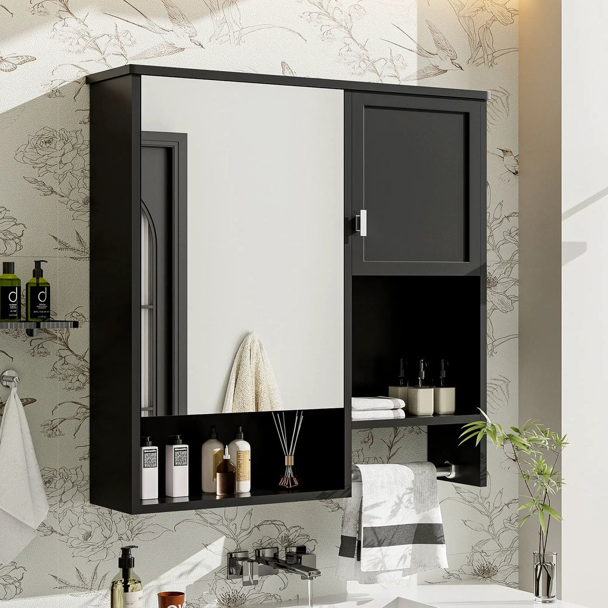 Wall Mounted Medicine Cabinet | Bathroom Mirror | Adjustable Shelf | 29.52 Inch Width