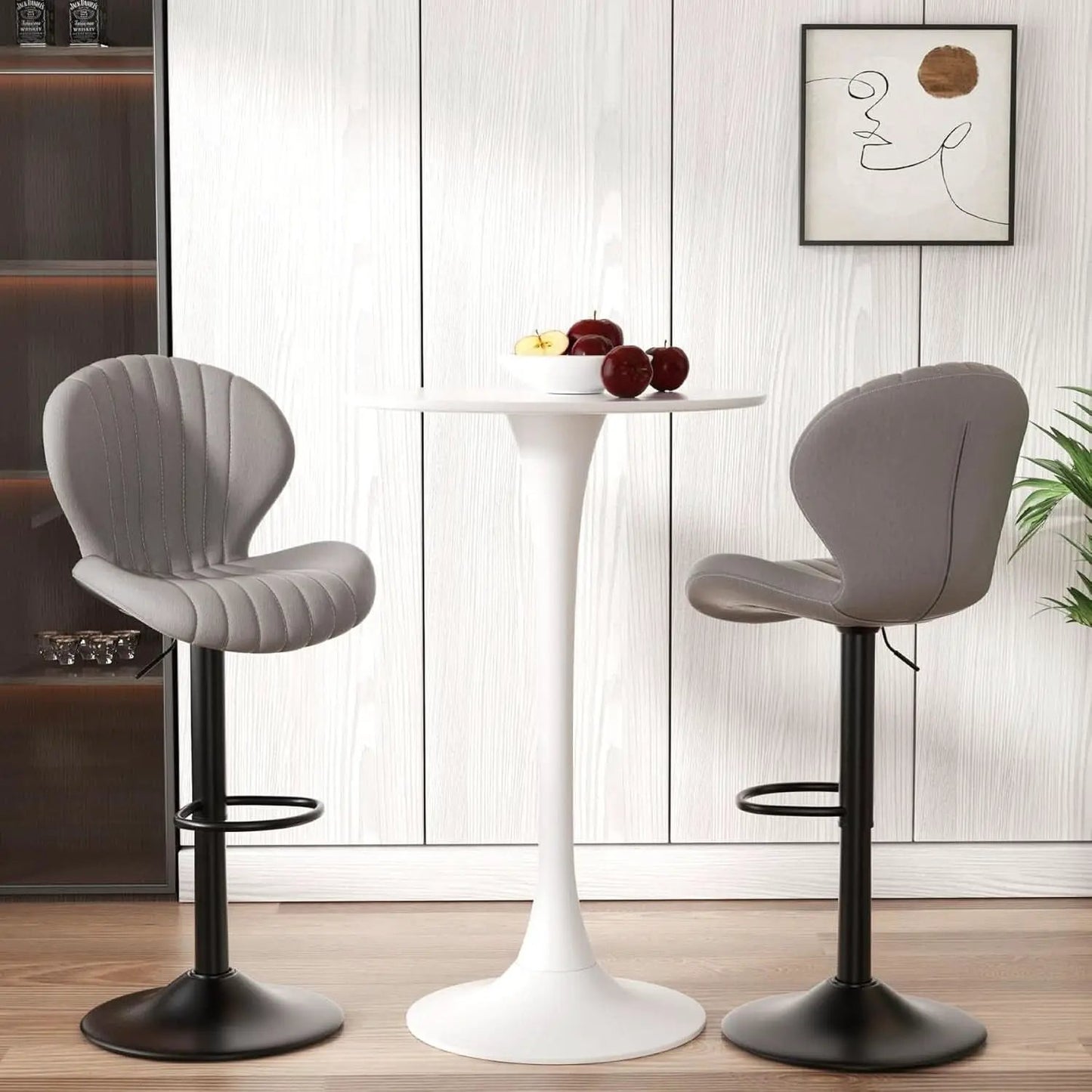 Light Grey Swivel Bar Stools Set Of 3 With High Backrest from PriceLows™