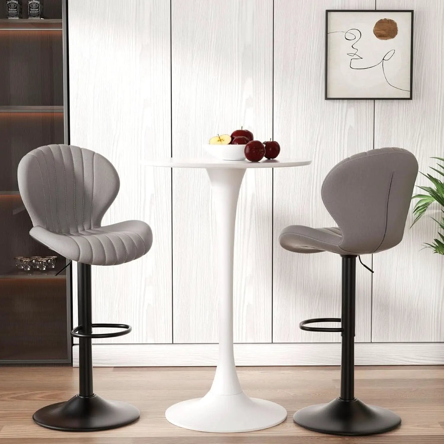 Light Grey Swivel Bar Stools Set Of 3 With High Backrest from PriceLows™