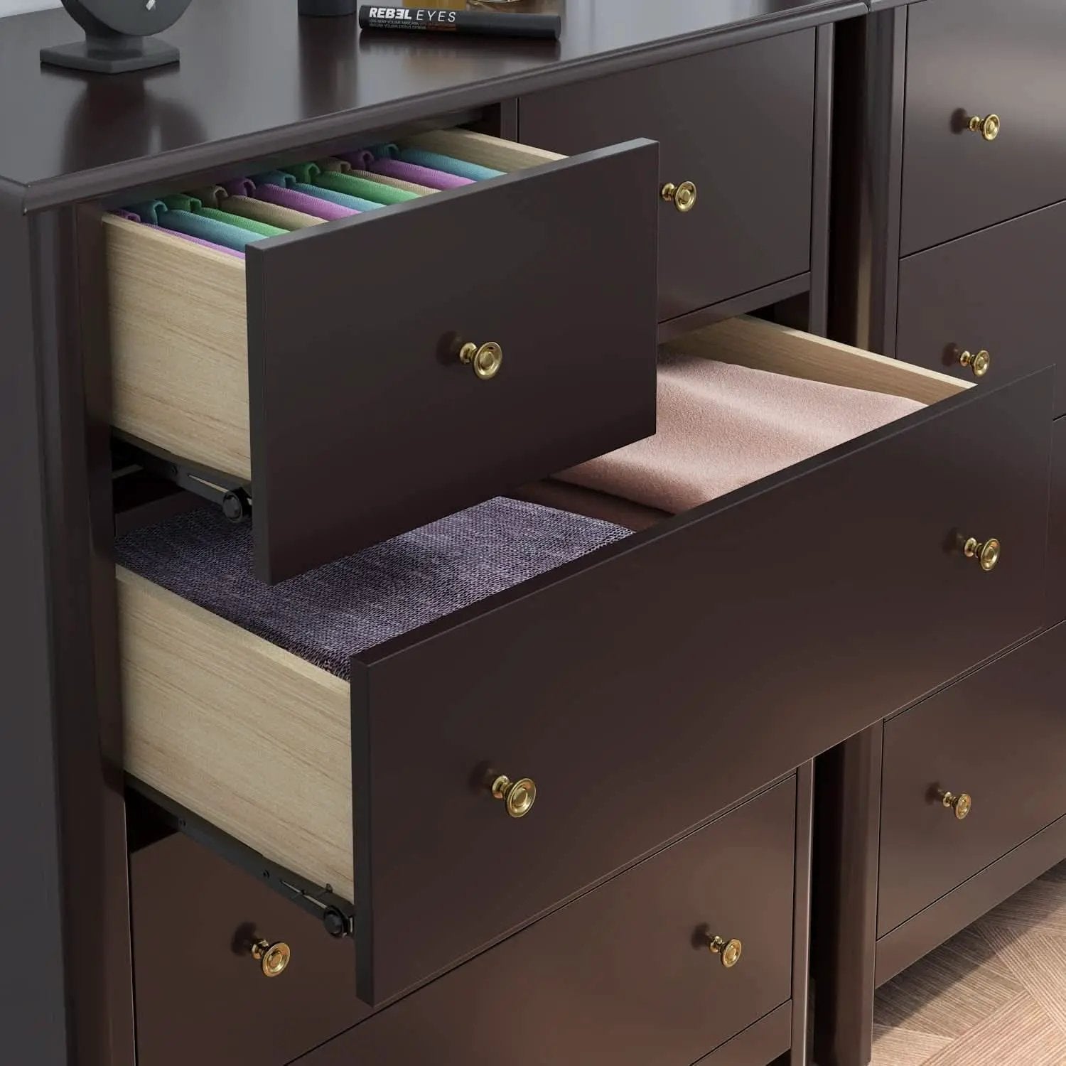 Dark Brown Modern 5 Drawer Chest of Drawers for Bedroom from PriceLows™