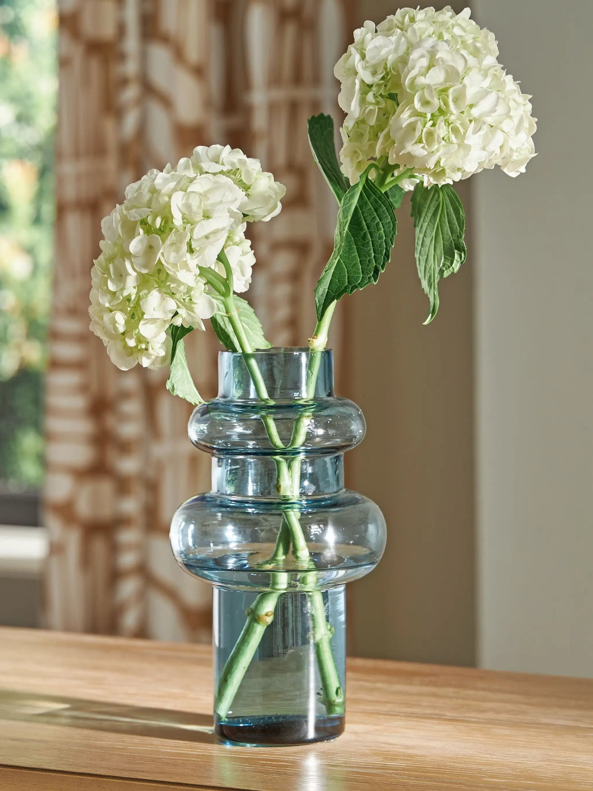 Vallmen Blue Blown Glass Vase | Statement-Making Accent | Contemporary Design | 8 Inch Width