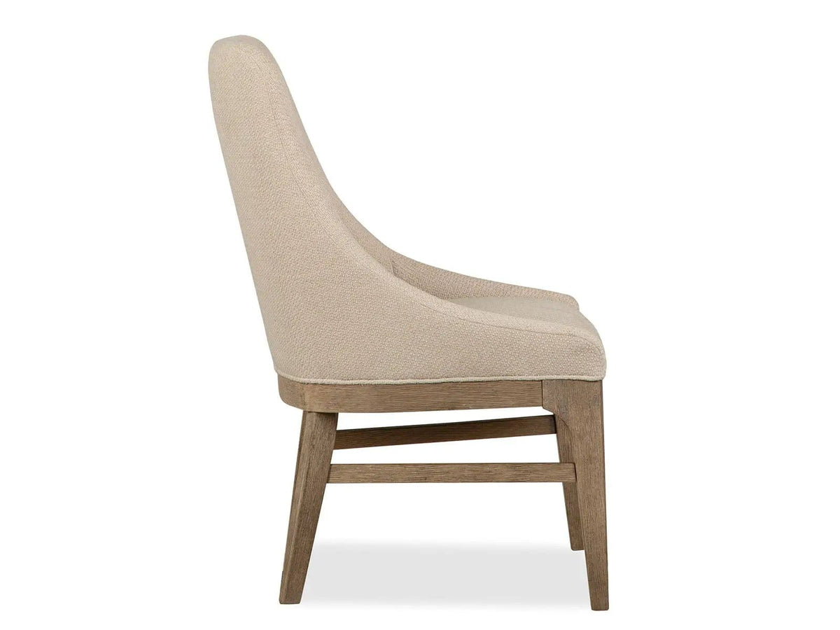 Tristan Upholstered Arm Chair (Set of 2) | 26.84 x 25.13 x 38 in | Oak Veneer & Metal | Swiss Coffee