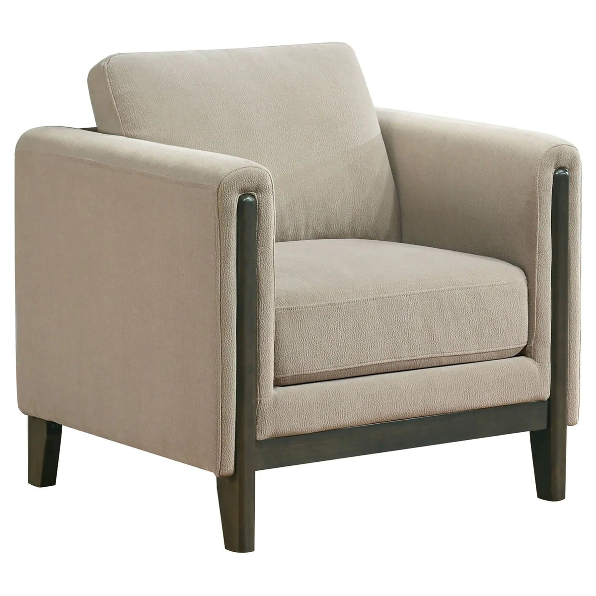 Islington Fabric Upholstered Panel Arm Accent Chair | 34.25 x 32.75 x 35 in | Engineered Wood & Polyester | Taupe