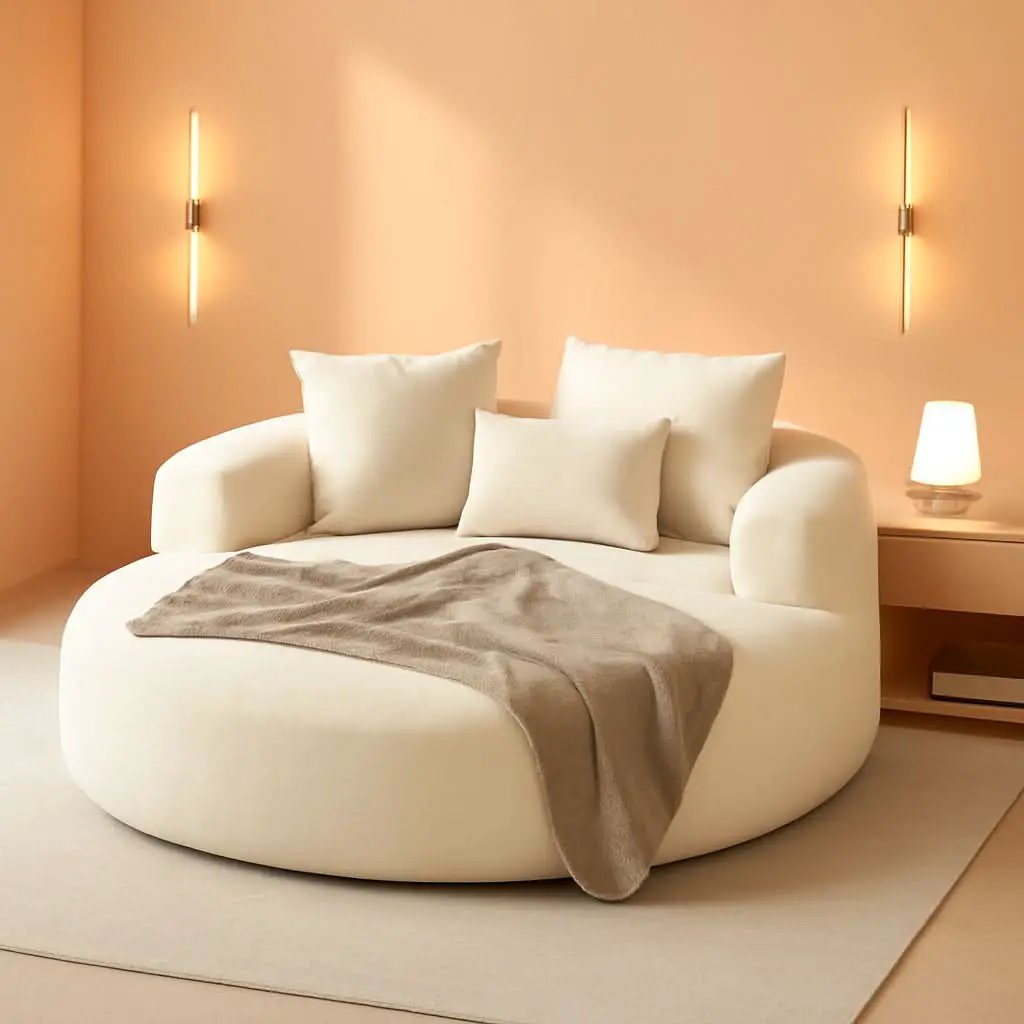 Beige 71Inch Convertible Sleeper Sofa Bed Upholstered from PriceLows™