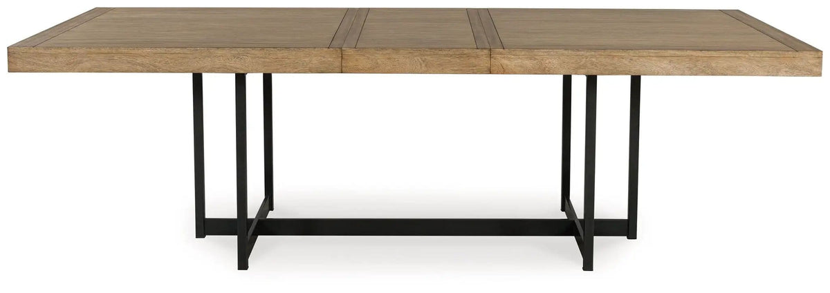 Tomtyn Rectangular Dining Room Extension Table | 40 x 98.13 x 30.25 in | Mango Wood & Steel | Light Brown