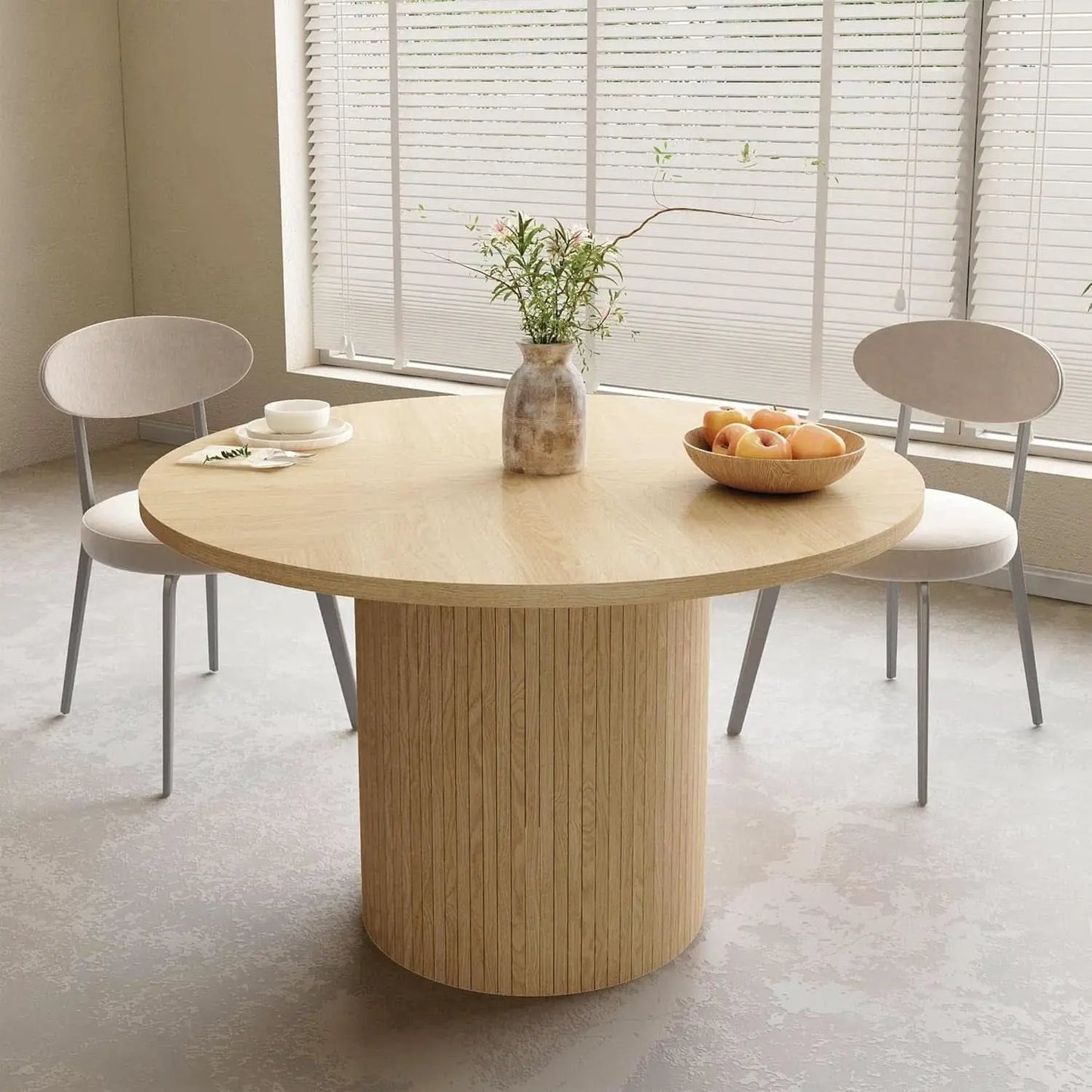 Round Dining Table For 4 47 Inch Modern Farmhouse Natural from PriceLows™