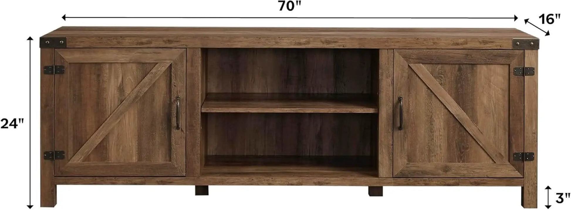 Rustic Oak TV Stand With Double Barn Doors Up To 80 Inch from PriceLows™