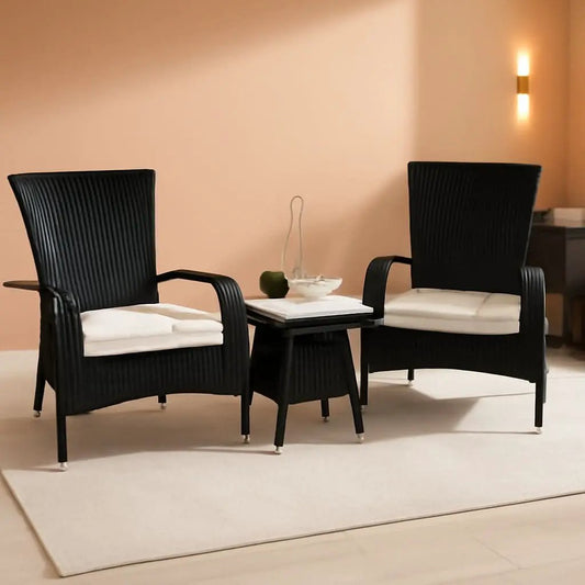 Outdoor Edna Black White Cushion 3 Piece Patio Lounge Set from PriceLows™