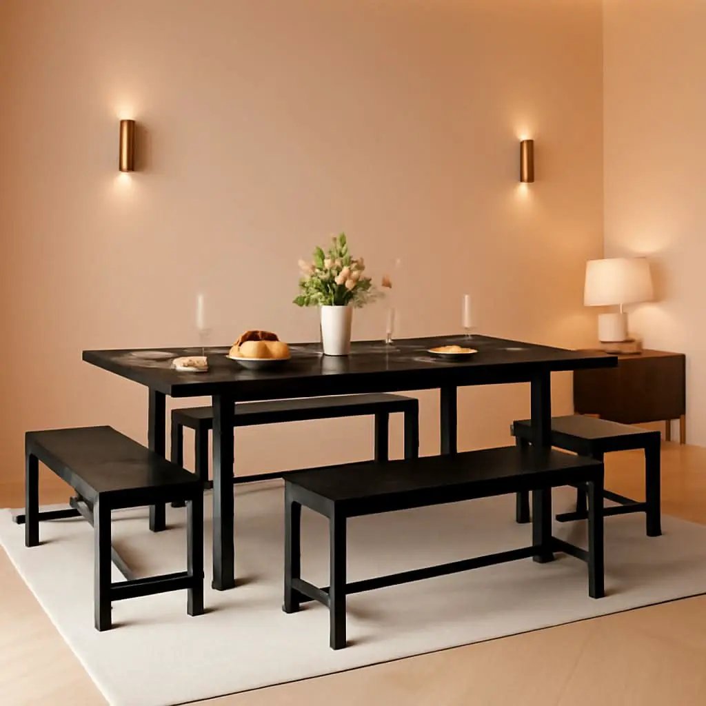 63 Inch Extendable Dining Table Set Black For 4 To 8 from PriceLows™