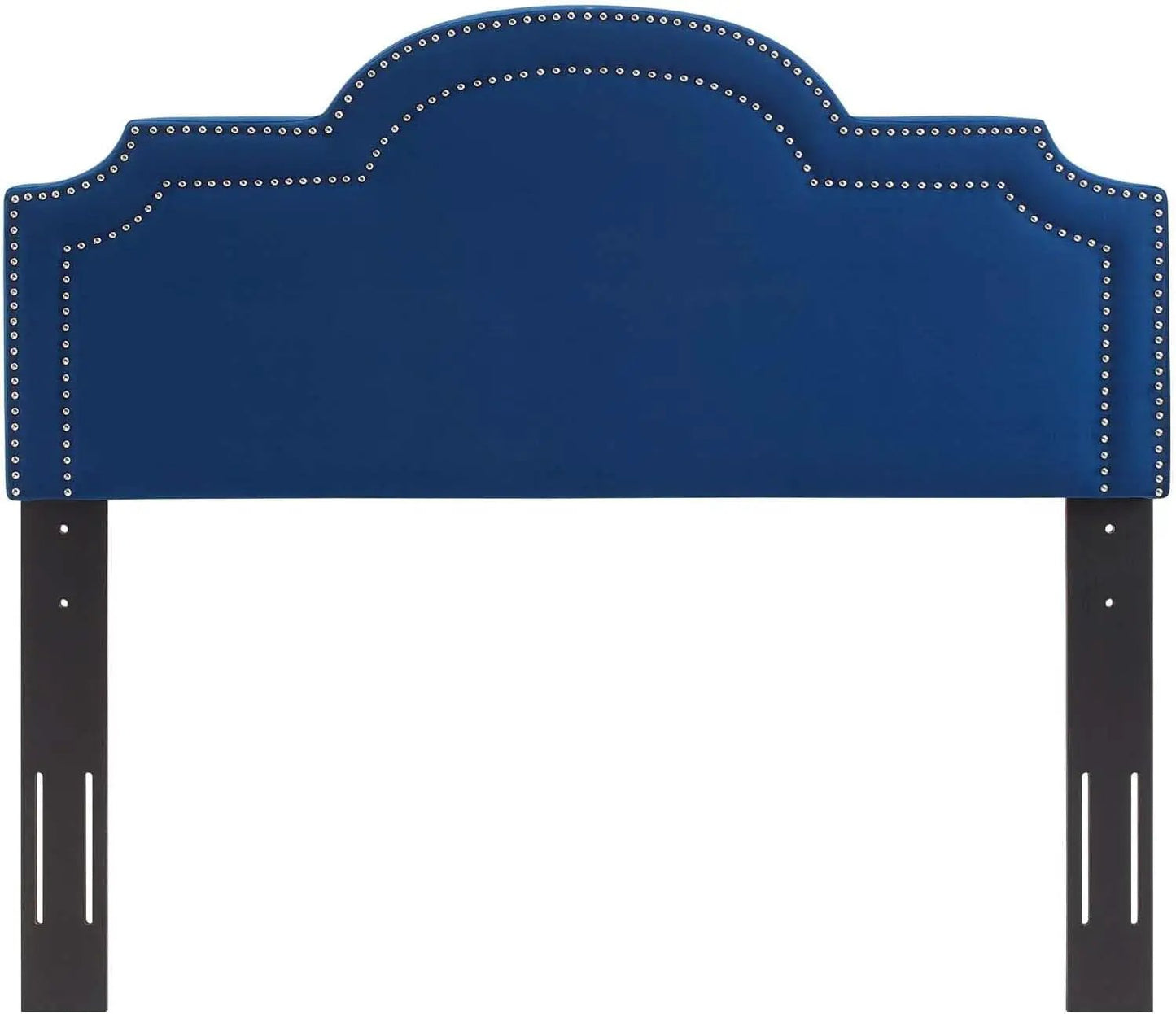 Navy Velvet King Headboard with Nailhead Trim and Foam from PriceLows™