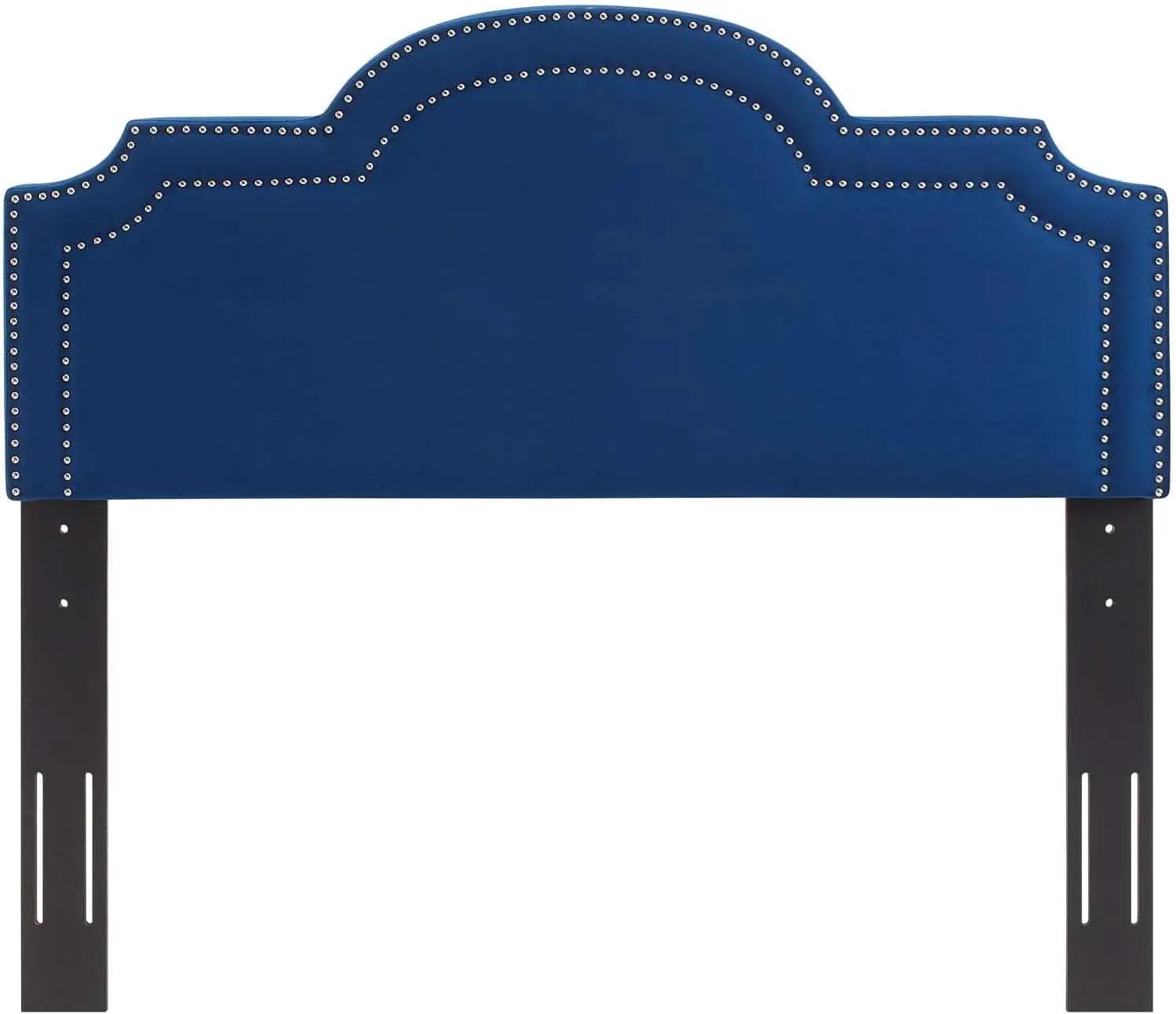 Navy Velvet King Headboard with Nailhead Trim and Foam from PriceLows™