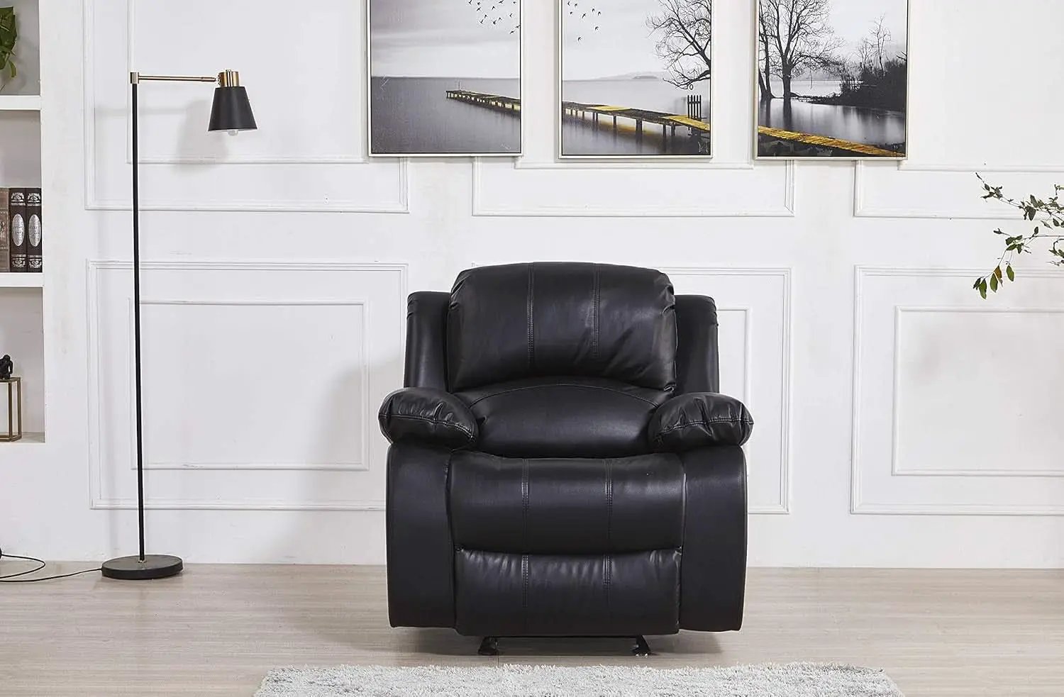 Bonded Leather Reclining Glider Sofa Set Black 3 Piece from PriceLows™