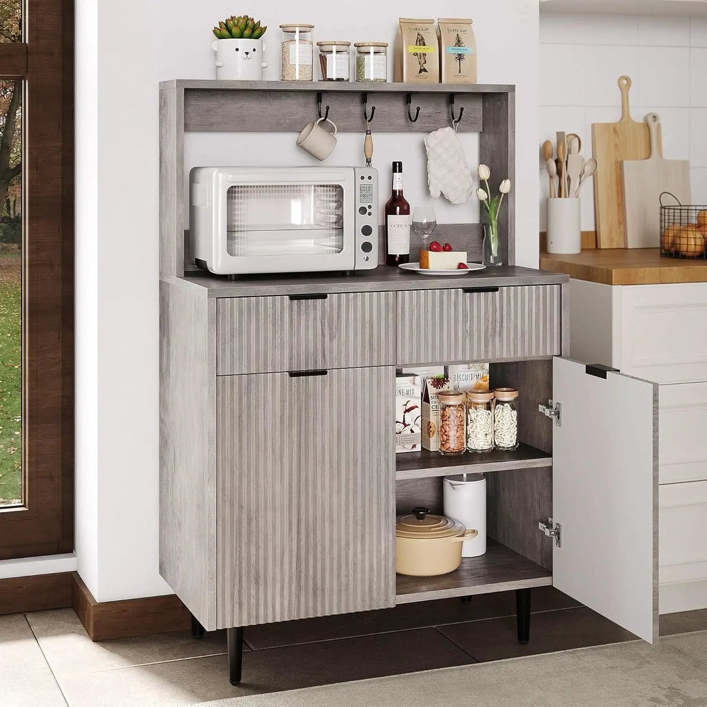Grey Sideboard Cabinet With 2 Drawers For Dining Room from PriceLows™