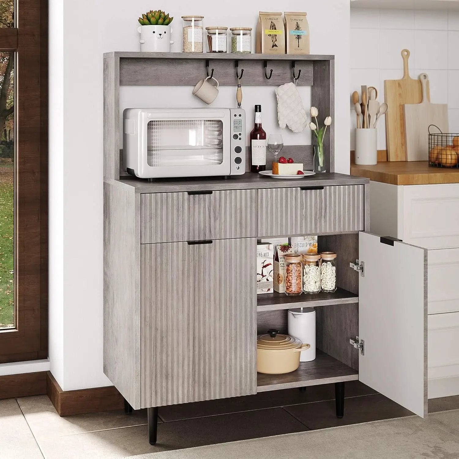 Grey Sideboard Cabinet With 2 Drawers For Dining Room from PriceLows™