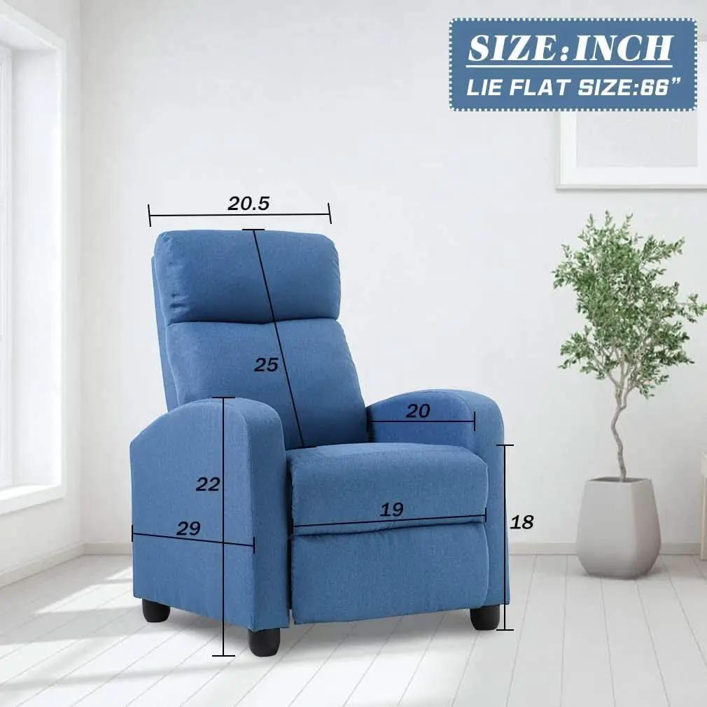 Blue Fabric Recliner Chair For Living Room Home Theater from PriceLows™