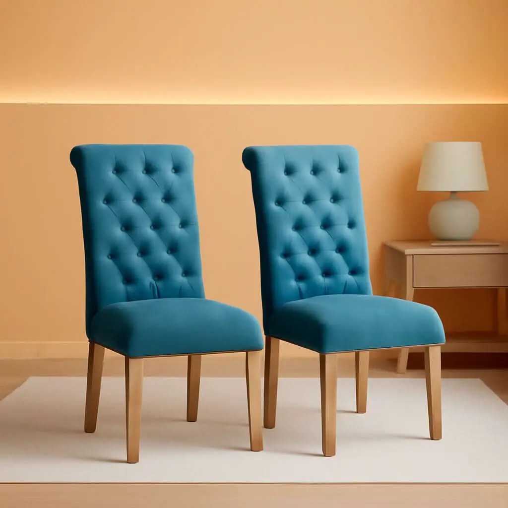 Blue Tufted Parsons Dining Chair With Solid Wood Frame from PriceLows™