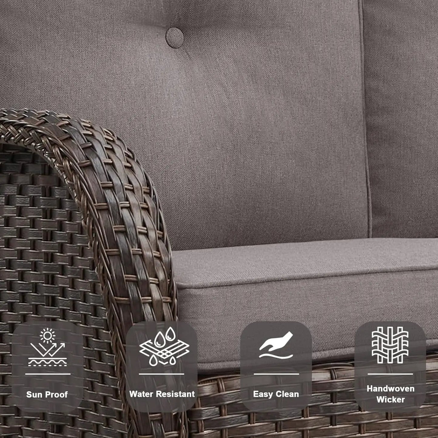 6 Piece Outdoor Patio Conversation Set Brown Wicker from PriceLows™