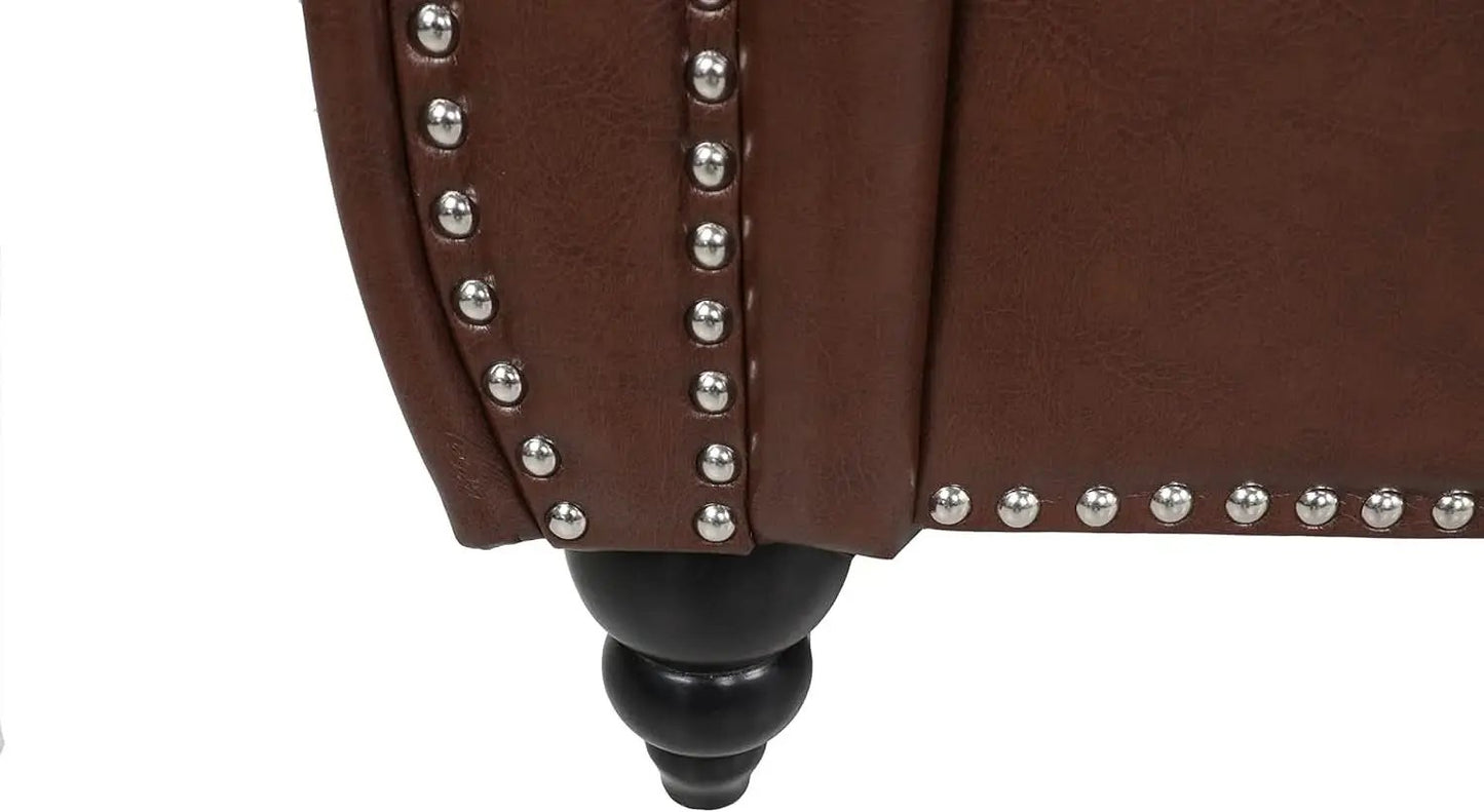 PU Brown Leather Modular Sectional Sofa Tufted Cushions from PriceLows™