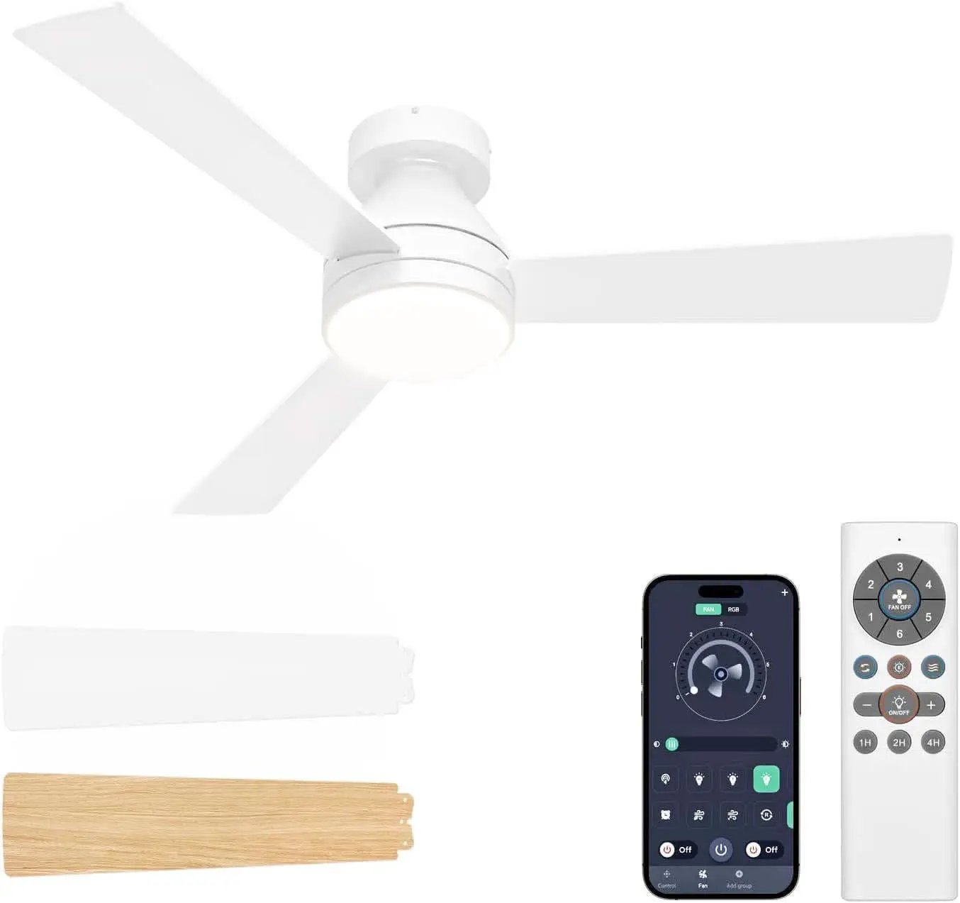 42 Inch Ceiling Fan With Dimmable LED Light And Remote from PriceLows™