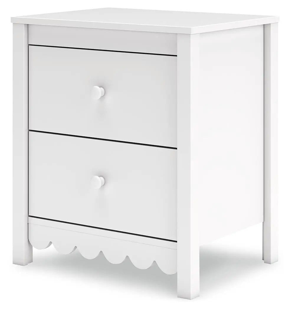Hallityn Two Drawer Night Stand Nightstand | 21.34 x 15.94 x 24.37 in | Engineered Wood & Mdf | White