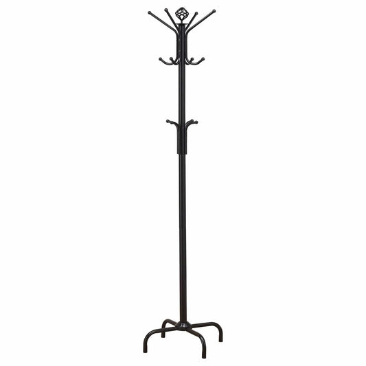 Collier 12 Hook Freestanding Coat Rack Hat Hanger | 20 x 20 x 73 in | Metal | Black