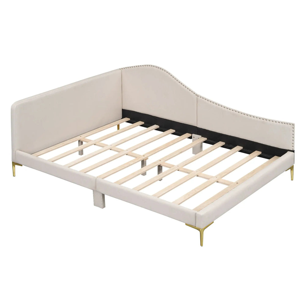 Upholstered Daybed | Headboard And Armrest | Support Legs | 80.5 Inch Length