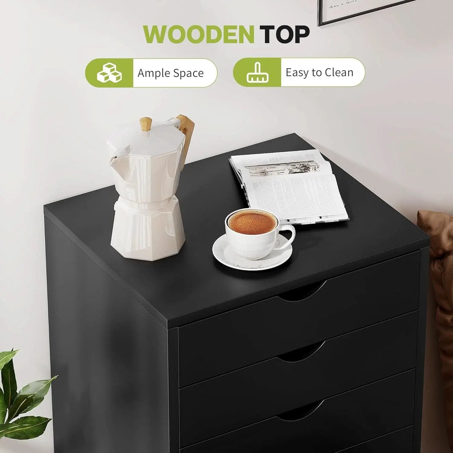 Five Drawer Multifunctional File Cabinet Black Industrial from PriceLows™