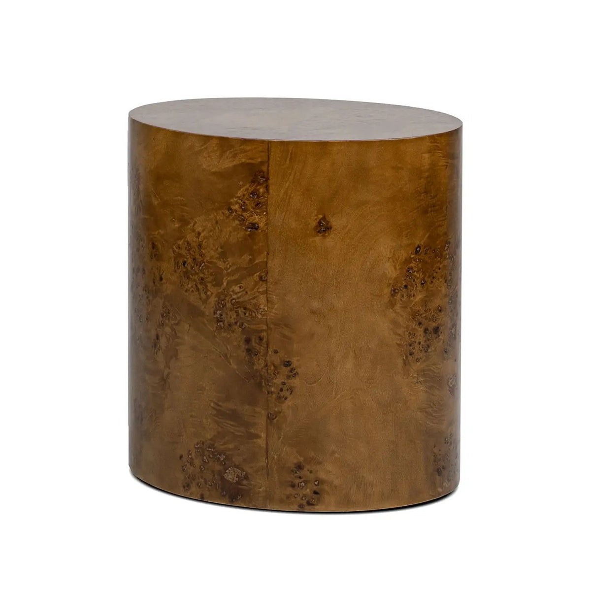 Nebula Oval Pillar Side Table | Burl Wood Veneer | 20 Inch Height | Accent Table