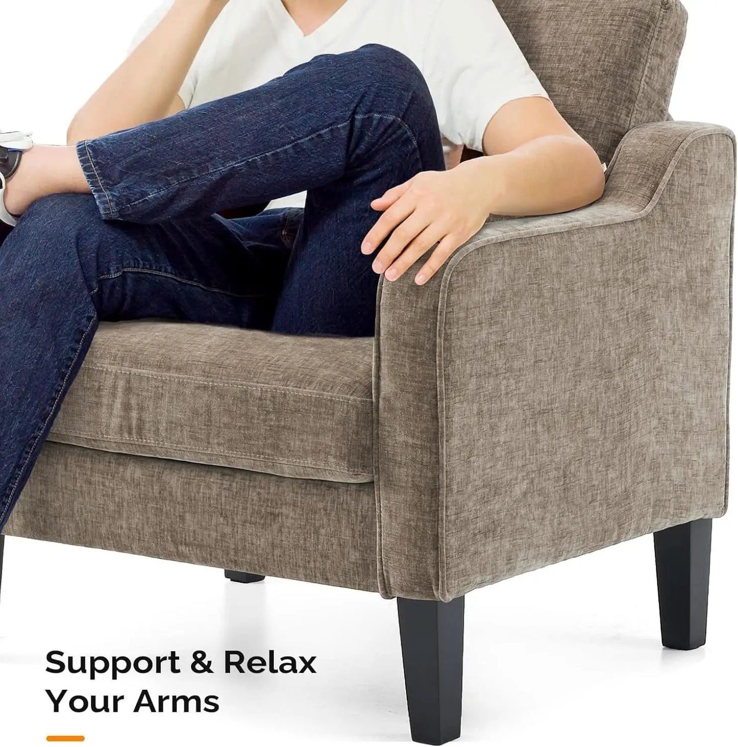 Light Brown Midcentury Upholstered Accent Chairs Set from PriceLows™