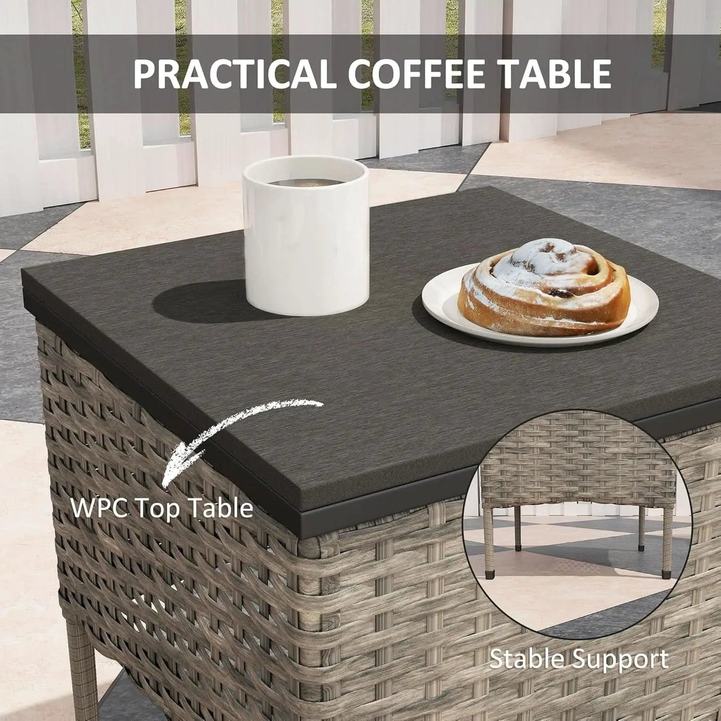 Stylish Three Piece Wicker Patio Furniture Set from PriceLows™