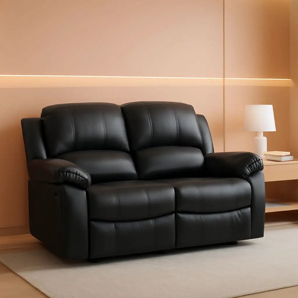 62.5 Inch Black Wall Hugger Recliner Loveseat Modern from PriceLows™