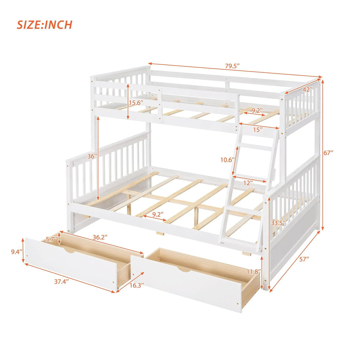 Bunk Bed With Ladders | 2 Storage Drawers | Space-Saving Design | Sleepover Ready